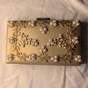 New Gold Clutch with Structured Pearls